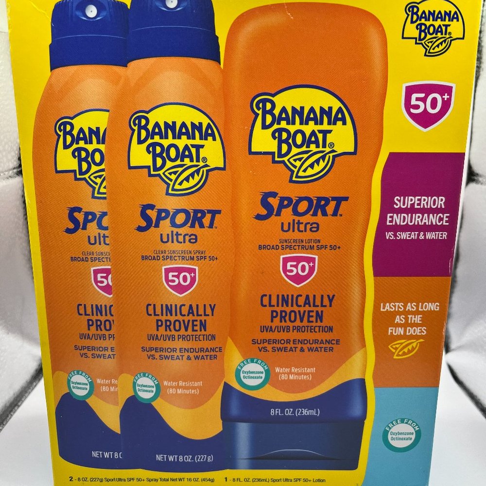 Banana Boat Sport Ultra SPF50 Sunscreen Sprays and Lotion - New and Sealed Box